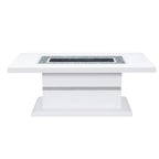 52" White Wood And Faux Crystal Pedestal Coffee Table