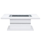 52" White Wood And Faux Crystal Pedestal Coffee Table