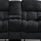 77" Black Manual Reclining Loveseat With Storage