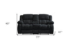 77" Black Manual Reclining Loveseat With Storage