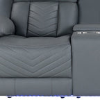 75" Light Gray Faux Leather Power Reclining Loveseat With Storage
