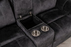 70" Dark Gray Microfiber Manual Reclining Loveseat With Storage