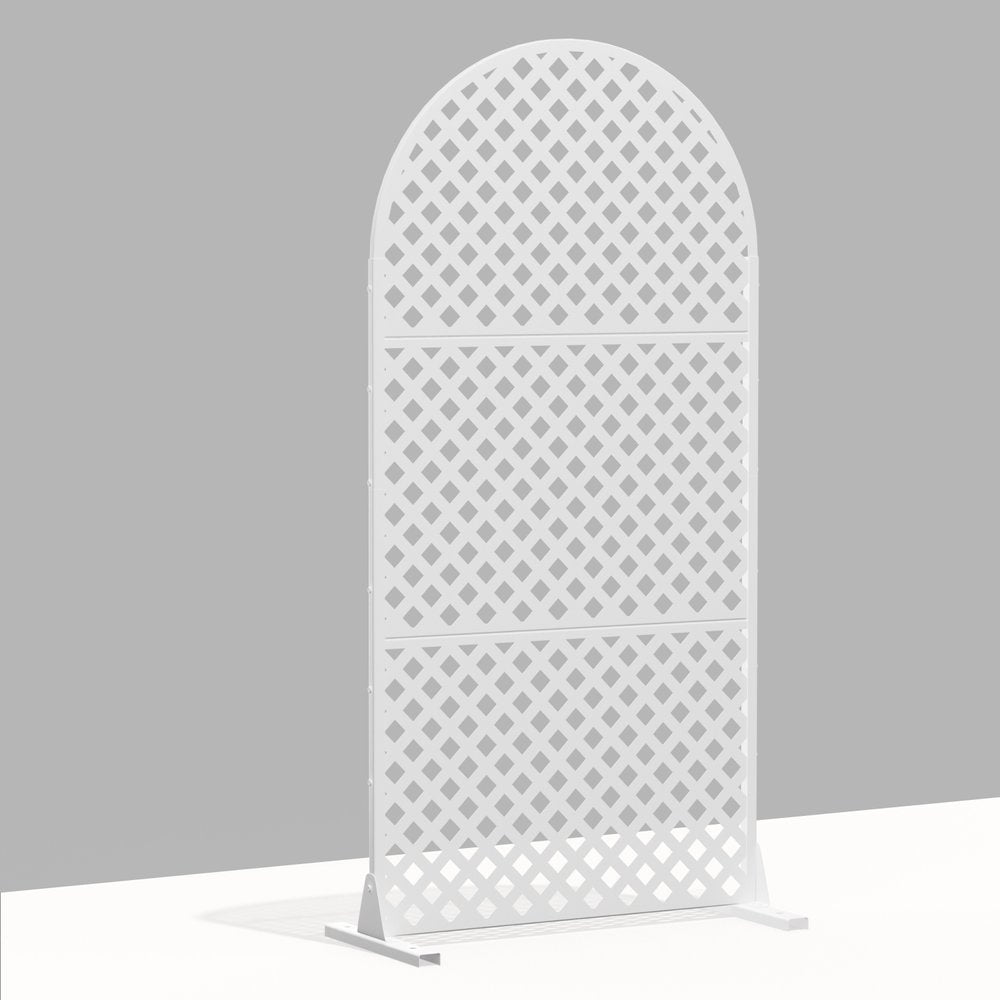 40" White Steel Three Panel Outdoor Privacy Screen