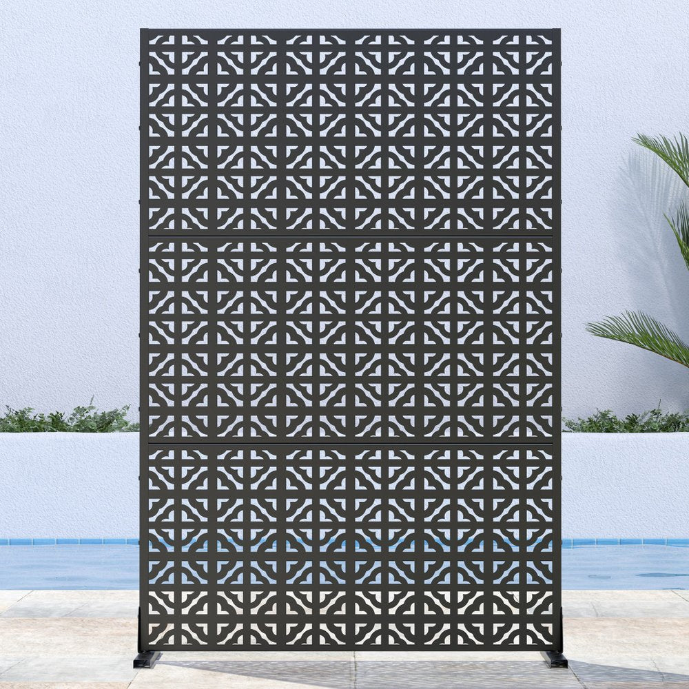 52" Black Steel Outdoor Privacy Screen