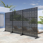 52" Black Steel Outdoor Privacy Screen