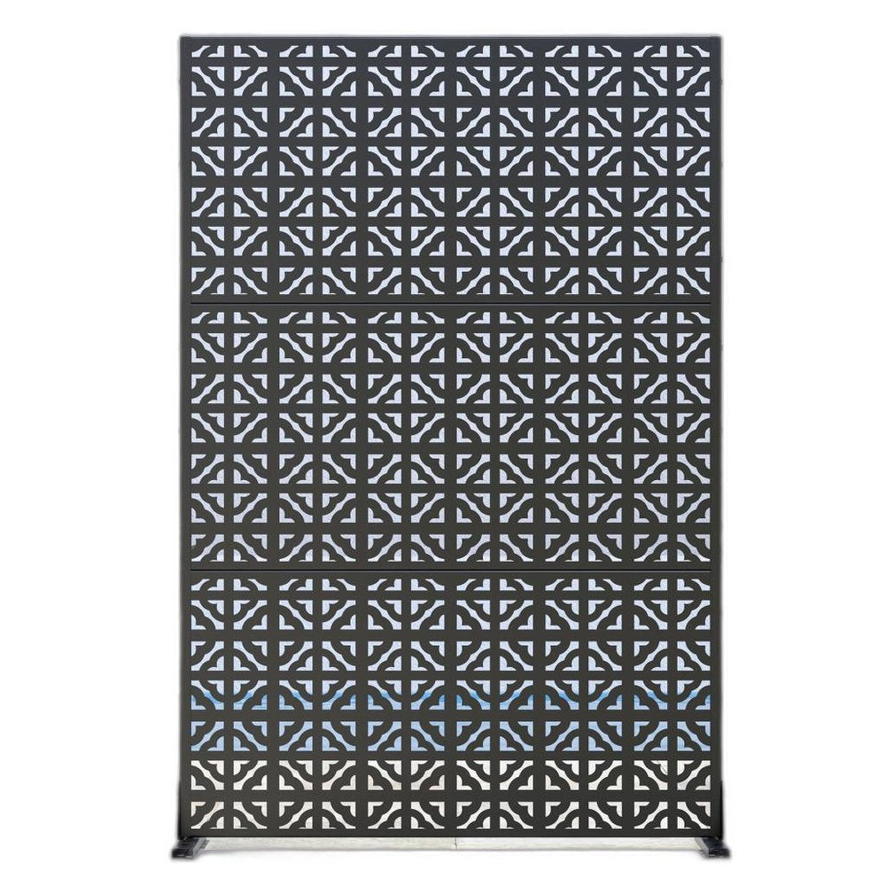 52" Black Steel Outdoor Privacy Screen