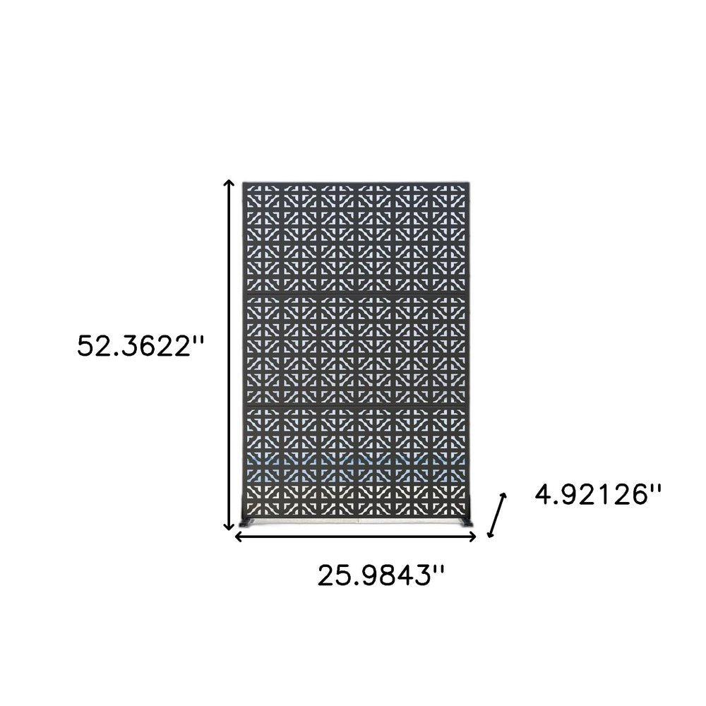 52" Black Steel Outdoor Privacy Screen
