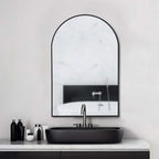 39" Black Arch Metal Framed Bathroom Vanity Mirror