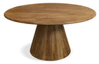 60" Natural Rounded Solid Wood Pedestal Base Dining Table
