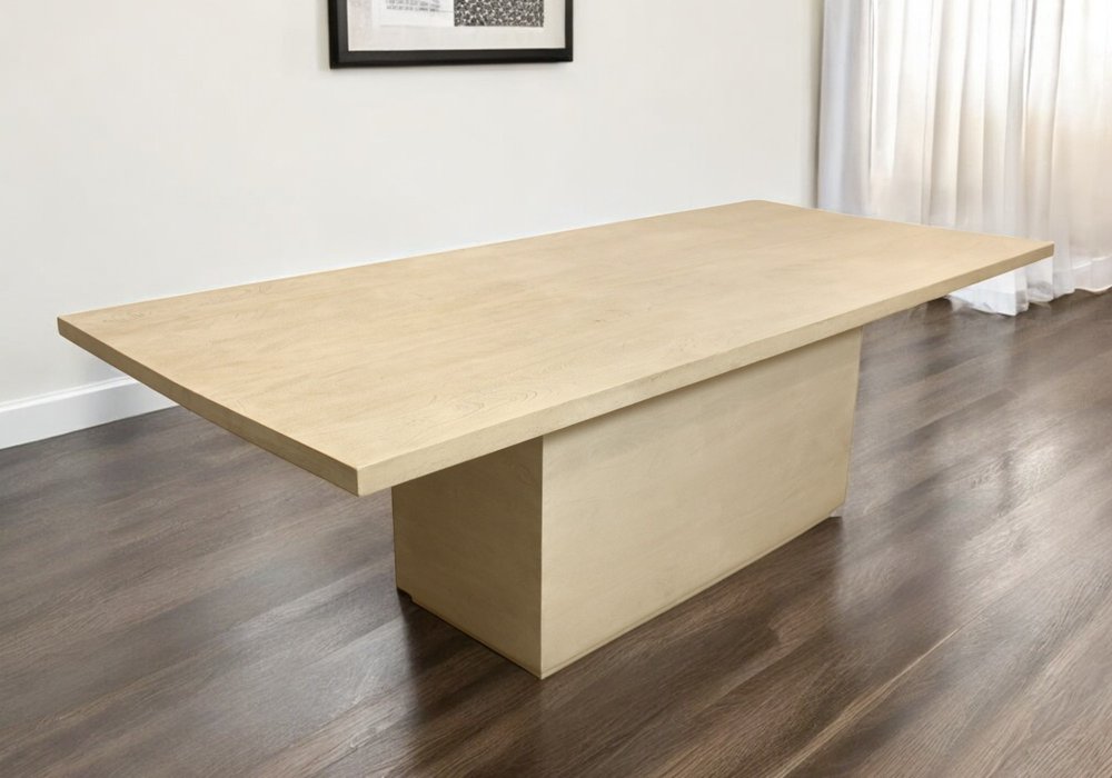 72" Natural and Brown Solid Wood Pedestal Base Dining Table