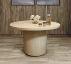 48" Natural Solid Wood Pedestal Base Round Top Dining Table