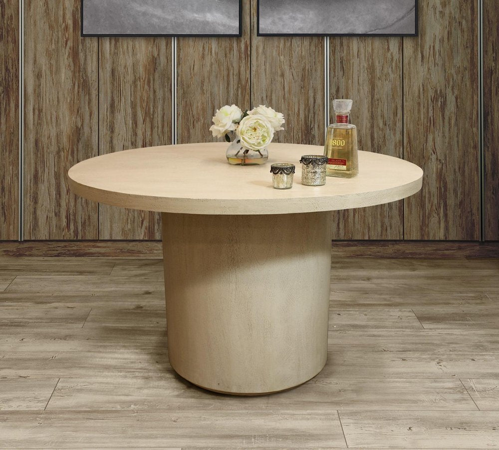 48" Natural Solid Wood Pedestal Base Round Top Dining Table