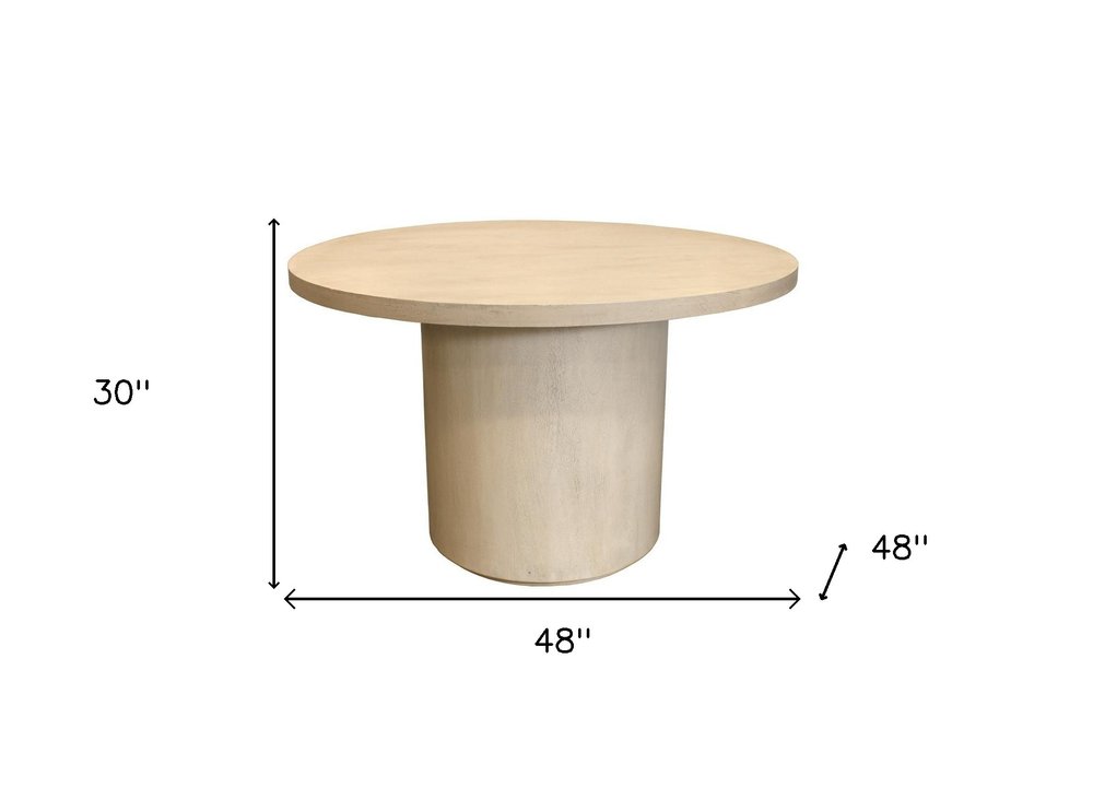 48" Natural Solid Wood Pedestal Base Round Top Dining Table