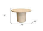 48" Natural Solid Wood Pedestal Base Round Top Dining Table