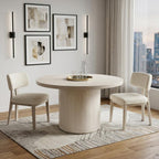48" Natural Solid Wood Pedestal Base Round Top Dining Table