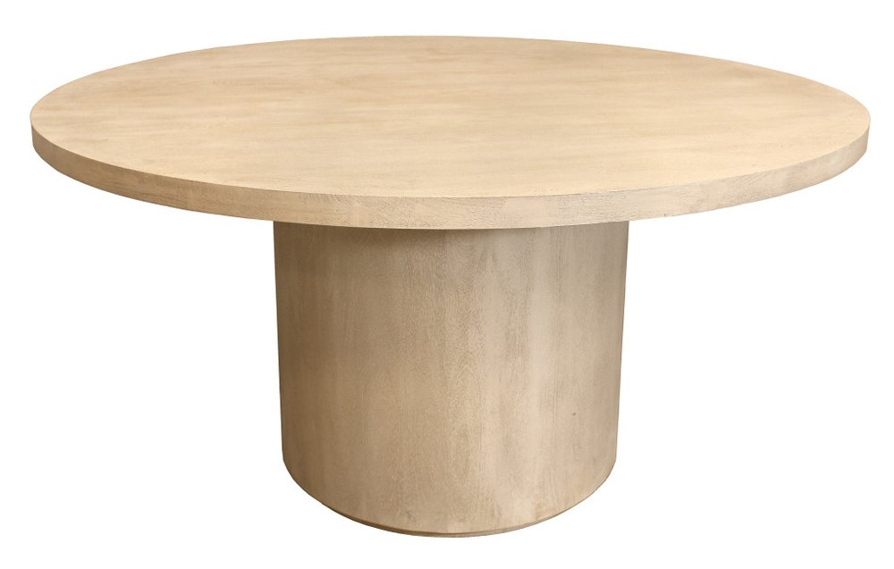 48" Natural Solid Wood Pedestal Base Round Top Dining Table