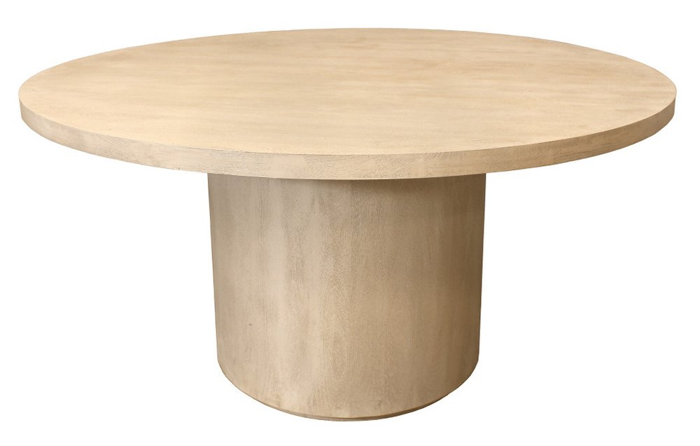 48" Natural Solid Wood Pedestal Base Round Top Dining Table