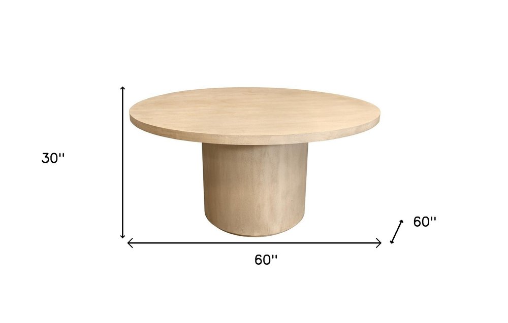 48" Natural Solid Wood Pedestal Base Round Top Dining Table