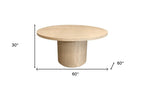 48" Natural Solid Wood Pedestal Base Round Top Dining Table