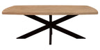 82" Natural And Black Solid Wood And Iron Pedestal Base Dining Table