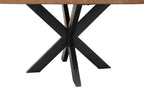 72" Natural And Black Rounded Solid Wood And Iron Pedestal Base Dining Table