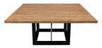 60" Natural and Black Solid Wood And Iron Frame Base Square Dining Table