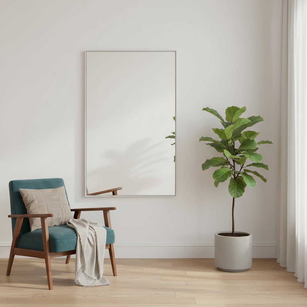 51" Silver Metal Leaning Framed Full Length Mirror