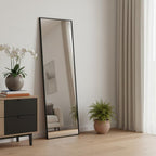 71" Black Metal Leaning Framed Full Length Mirror