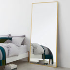 71" Black Metal Leaning Framed Full Length Mirror