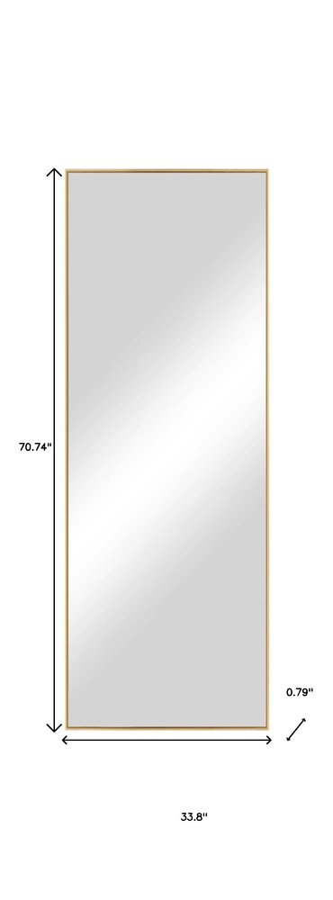 71" Black Metal Leaning Framed Full Length Mirror