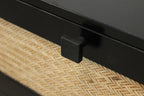 56" Black And Natural Solid Wood And Rattan Six Drawer Double Dresser
