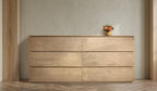 72" Natural Solid Wood Six Drawer Double Dresser