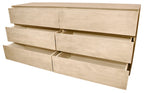 72" Natural Solid Wood Six Drawer Double Dresser