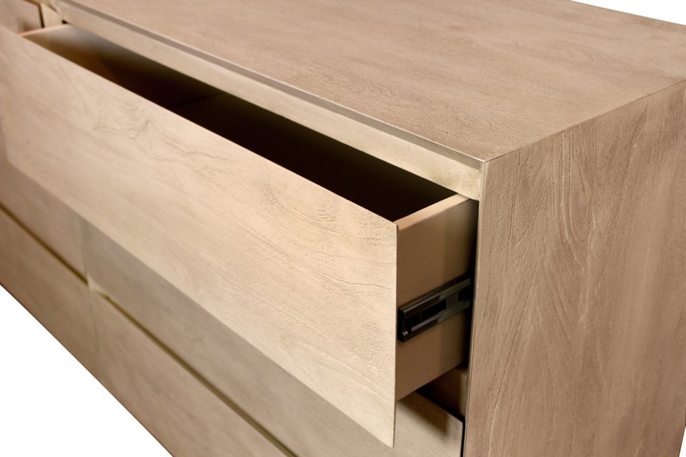72" Natural Solid Wood Six Drawer Double Dresser