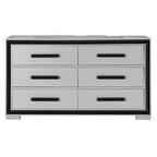 60" Gray And Black Wood Six Drawer Double Dresser
