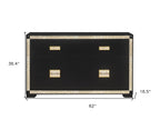 62" Black And Gold Faux Crystal Bling Wood Six Drawer Double Dresser