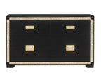 62" Black And Gold Faux Crystal Bling Wood Six Drawer Double Dresser