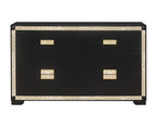 62" Black And Gold Faux Crystal Bling Wood Six Drawer Double Dresser