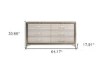 64" White And Silver Wood Six Drawer Double Dresser