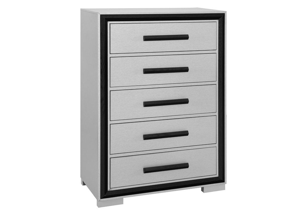 48" Gray And Black Wood Five Drawer Dresser