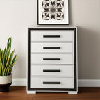 48" Gray And Black Wood Five Drawer Dresser
