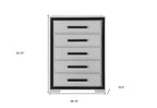 48" Gray And Black Wood Five Drawer Dresser