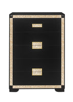 48" Black And Gold Faux Crystal Bling Wood Six Drawer Dresser