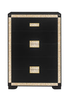 48" Black And Gold Faux Crystal Bling Wood Six Drawer Dresser