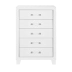 49" White Wood Five Drawer Dresser