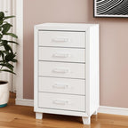 49" White Wood Five Drawer Dresser