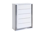 49" White Wood Lighted Five Drawer Dresser