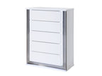 49" White Wood Lighted Five Drawer Dresser