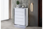 49" White Wood Lighted Five Drawer Dresser