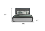 Gray Ribbed Texture Wood And Upholstery Full Bed Frame